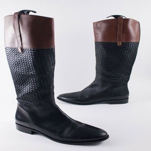 Cole Haan Brennan Black Brown Leather Riding Boots